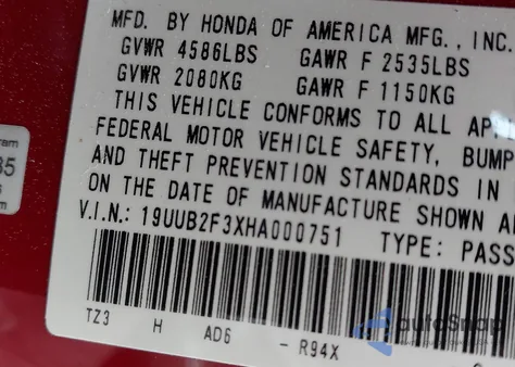 2017 Acura Tlx V6 из США, поврежденный, VIN 19UUB2F3XHA000751